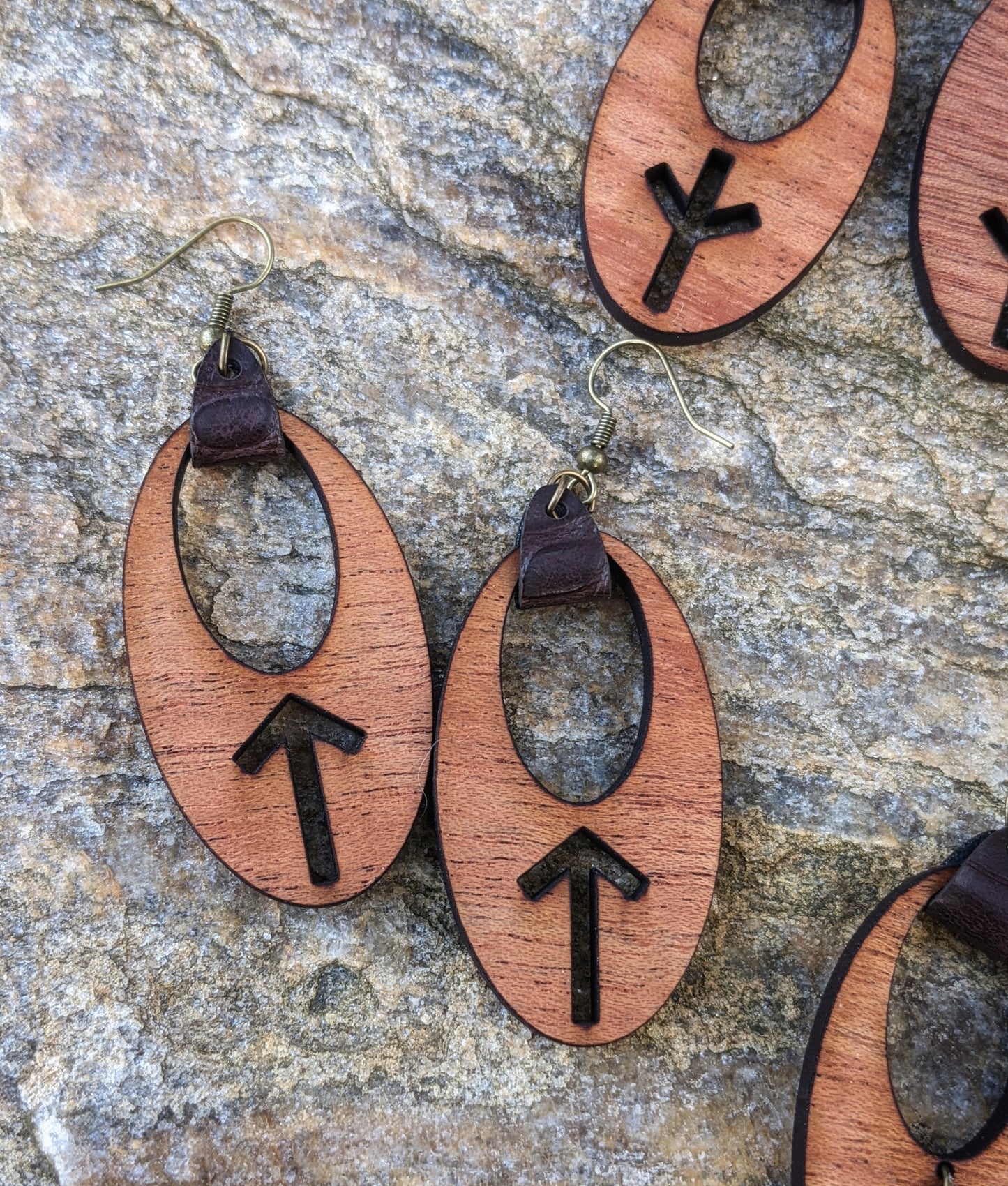 Mahogany Rune Earrings | Elder Futhark Runes Earrings | Norse Pagan Gift | Viking Earrings