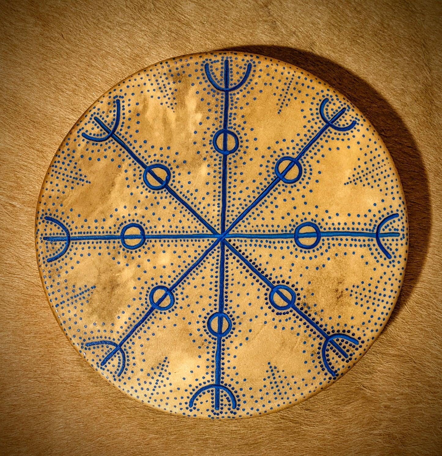 10" Deer Hide Drum | Icelandic Magic Stave "Against All Magic"
