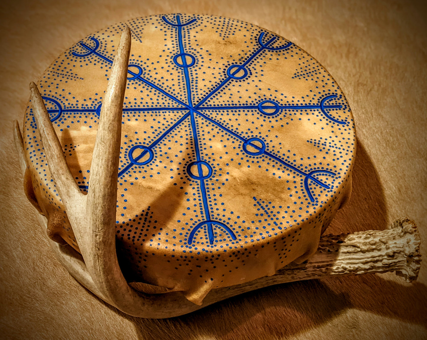 10" Deer Hide Drum | Icelandic Magic Stave "Against All Magic"