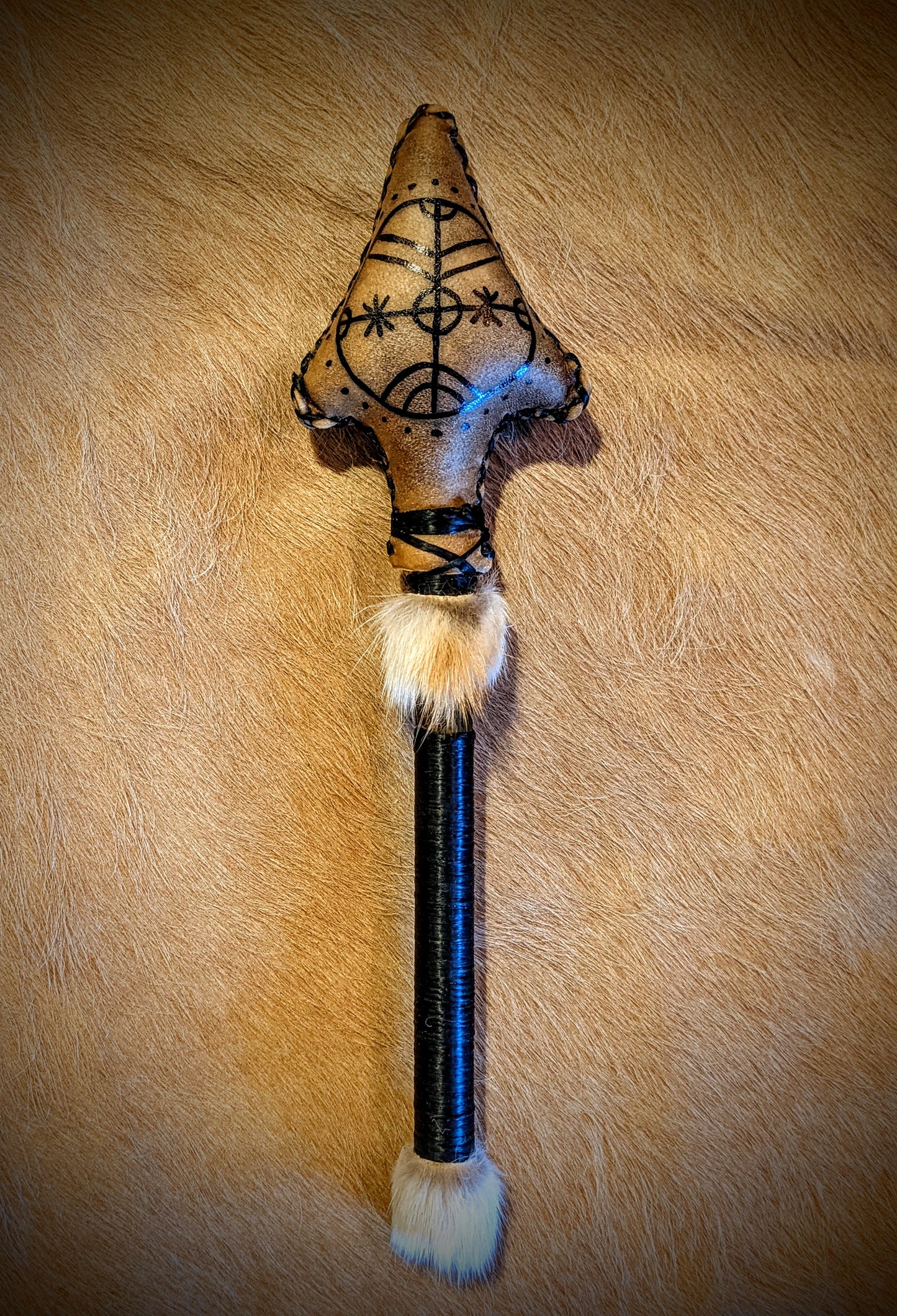 Icelandic Magic Stave Rotakross | Elk Hide Shaman Rattle