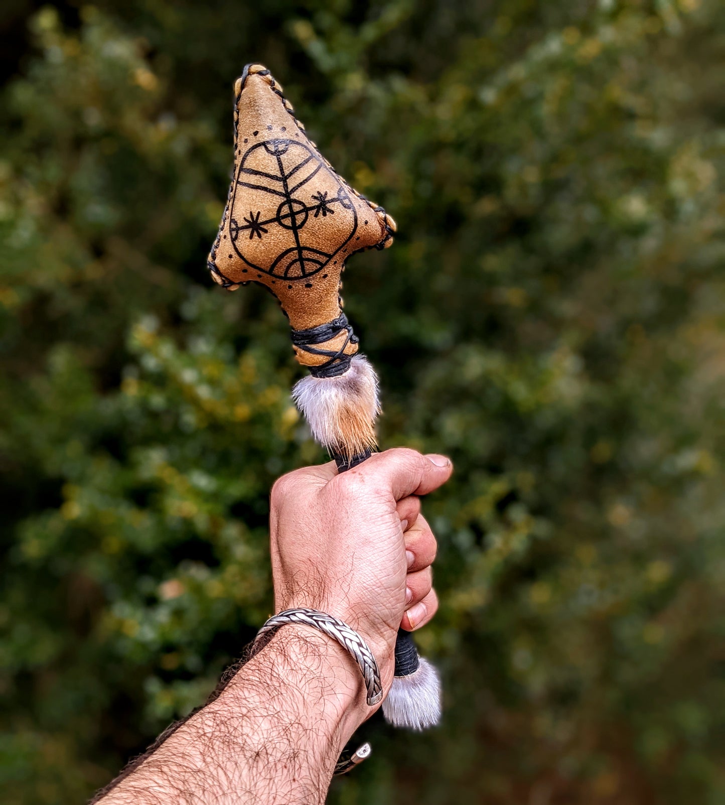 Icelandic Magic Stave Rotakross | Elk Hide Shaman Rattle