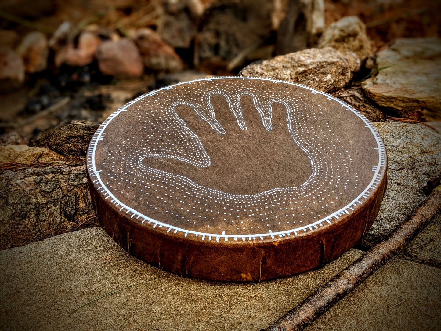 12" Bison Hide Drum | Läkande Hand | Healing Hand