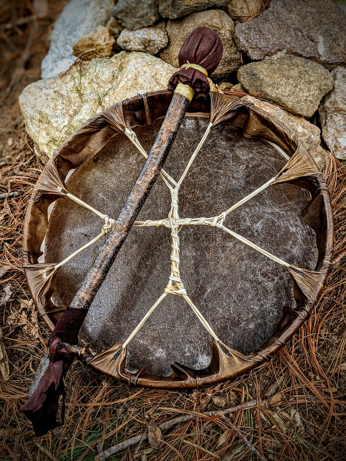12" Bison Hide Drum | Läkande Hand | Healing Hand