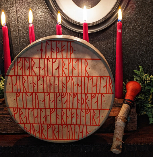 10 Inch Deer Hide Voluspa Hand Drum With Birch Rattle and Beater