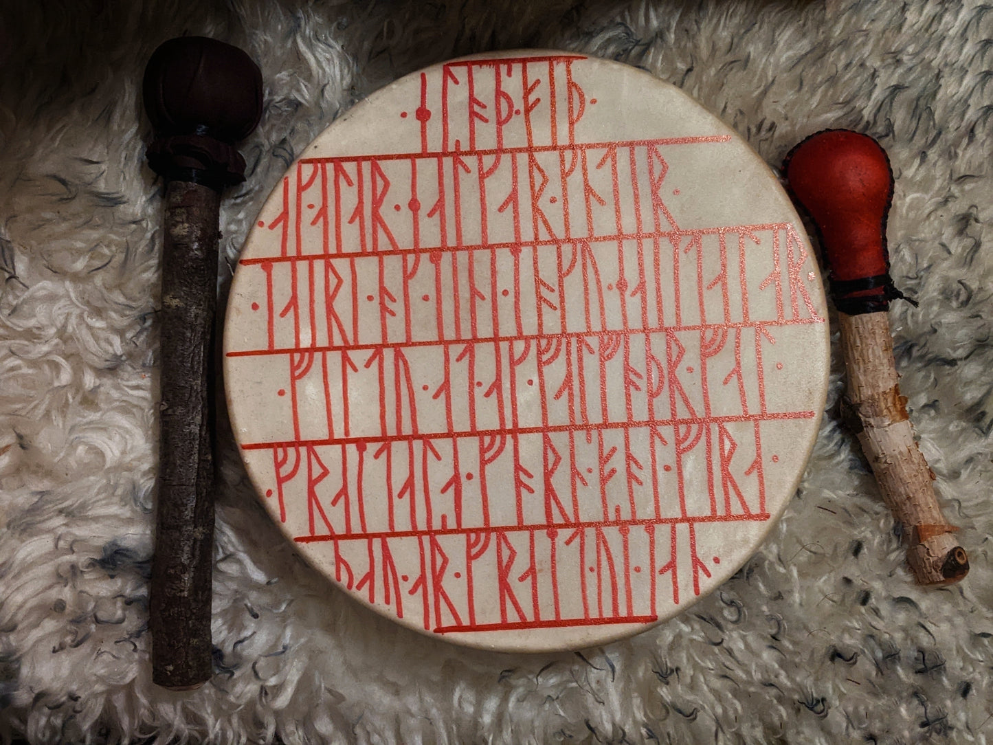 10 Inch Deer Hide Voluspa Hand Drum With Birch Rattle and Beater