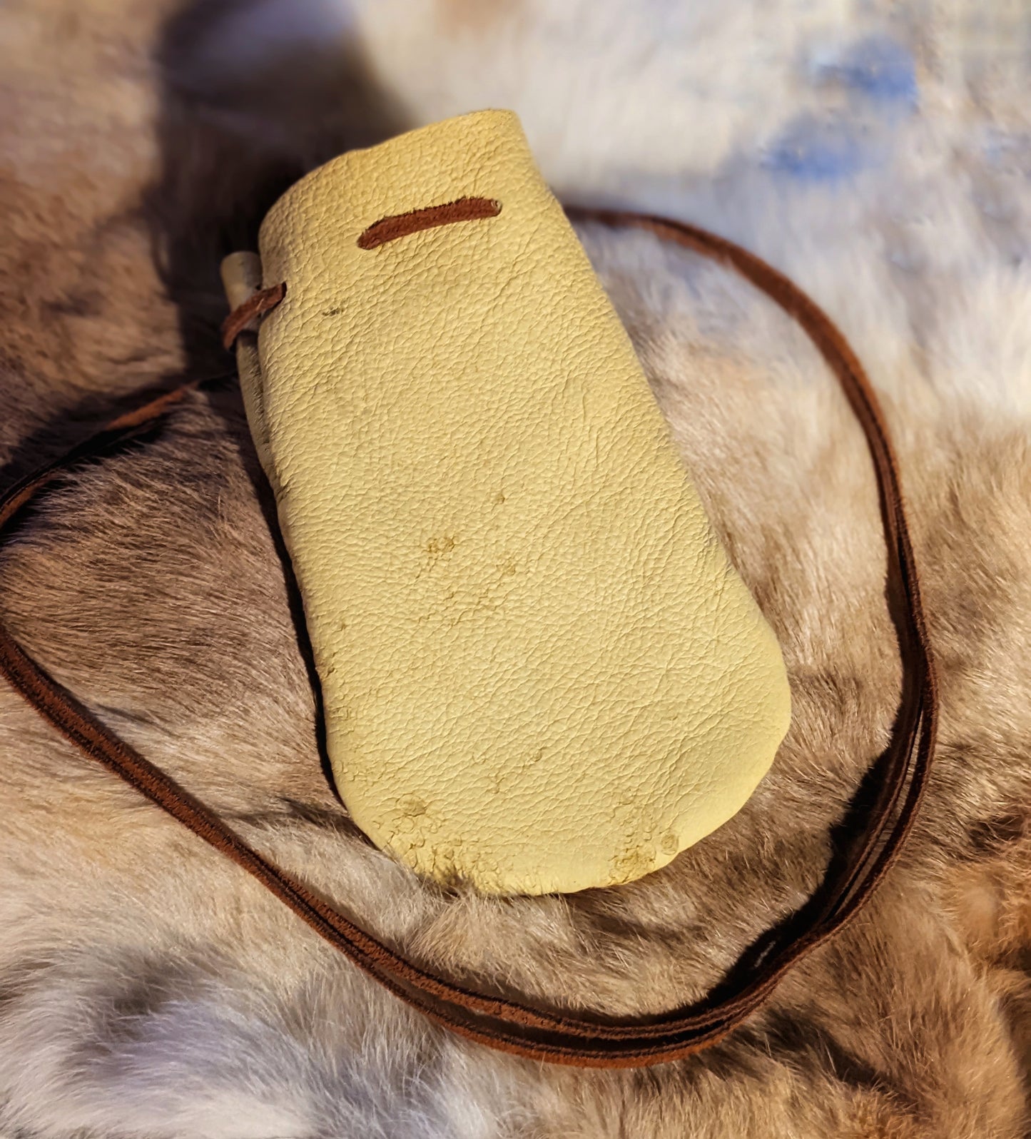 Deer Rib Rune Set in Elk Leather Medicine Bag | Wearable Neck Pouch | Rune Bag