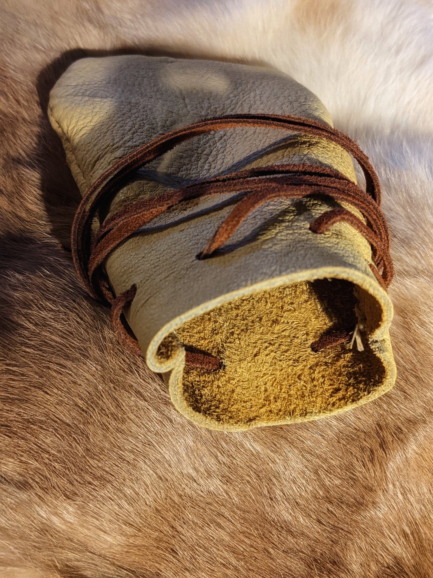 Deer Rib Rune Set in Elk Leather Medicine Bag | Wearable Neck Pouch | Rune Bag