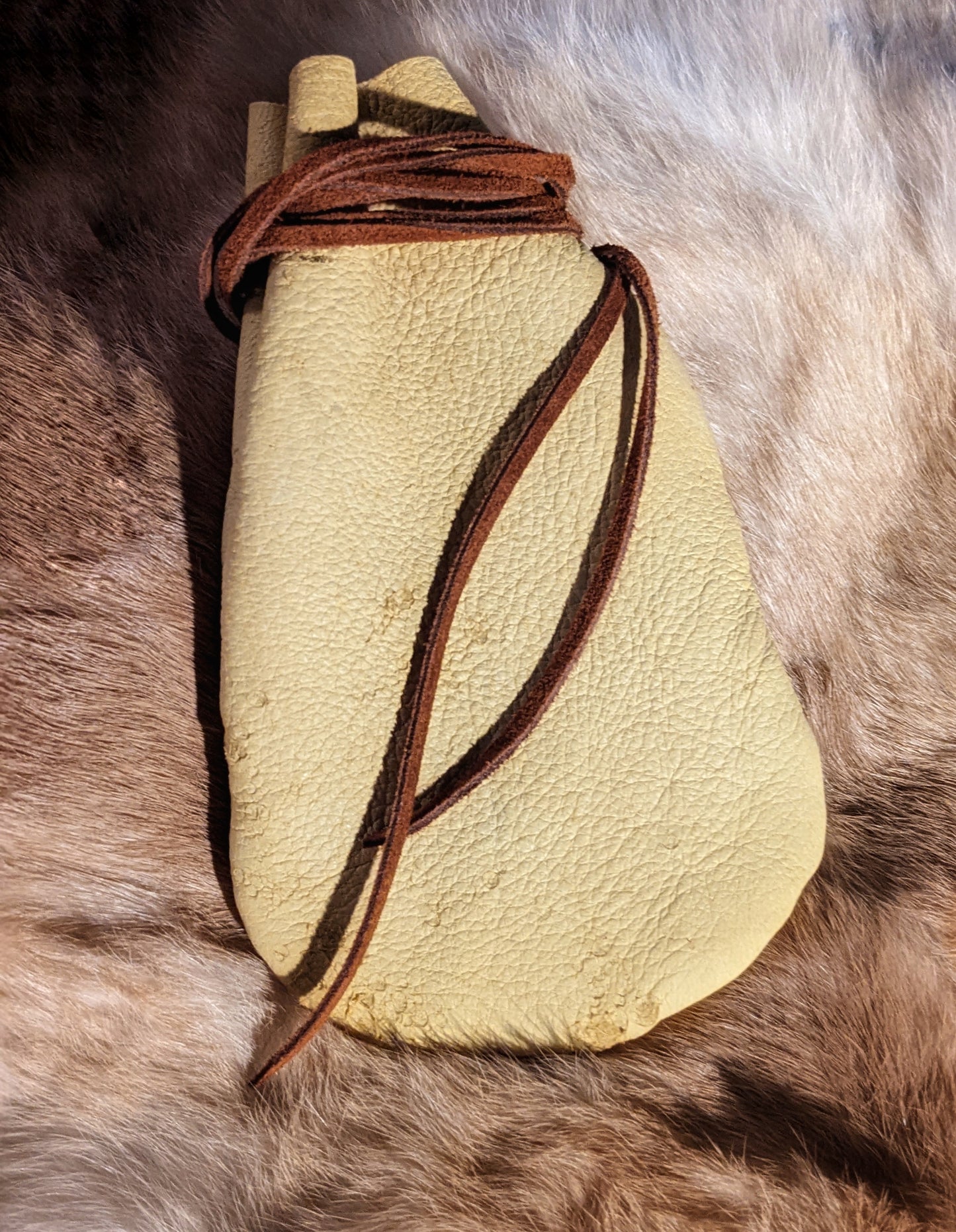 Deer Rib Rune Set in Elk Leather Medicine Bag | Wearable Neck Pouch | Rune Bag