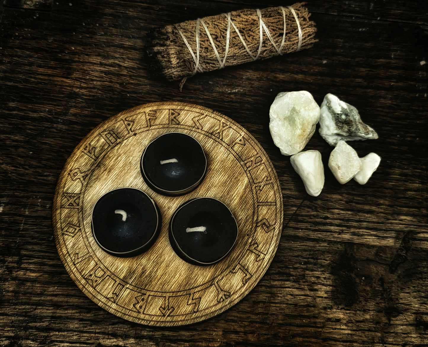 Triple Tealight Holder With Runes