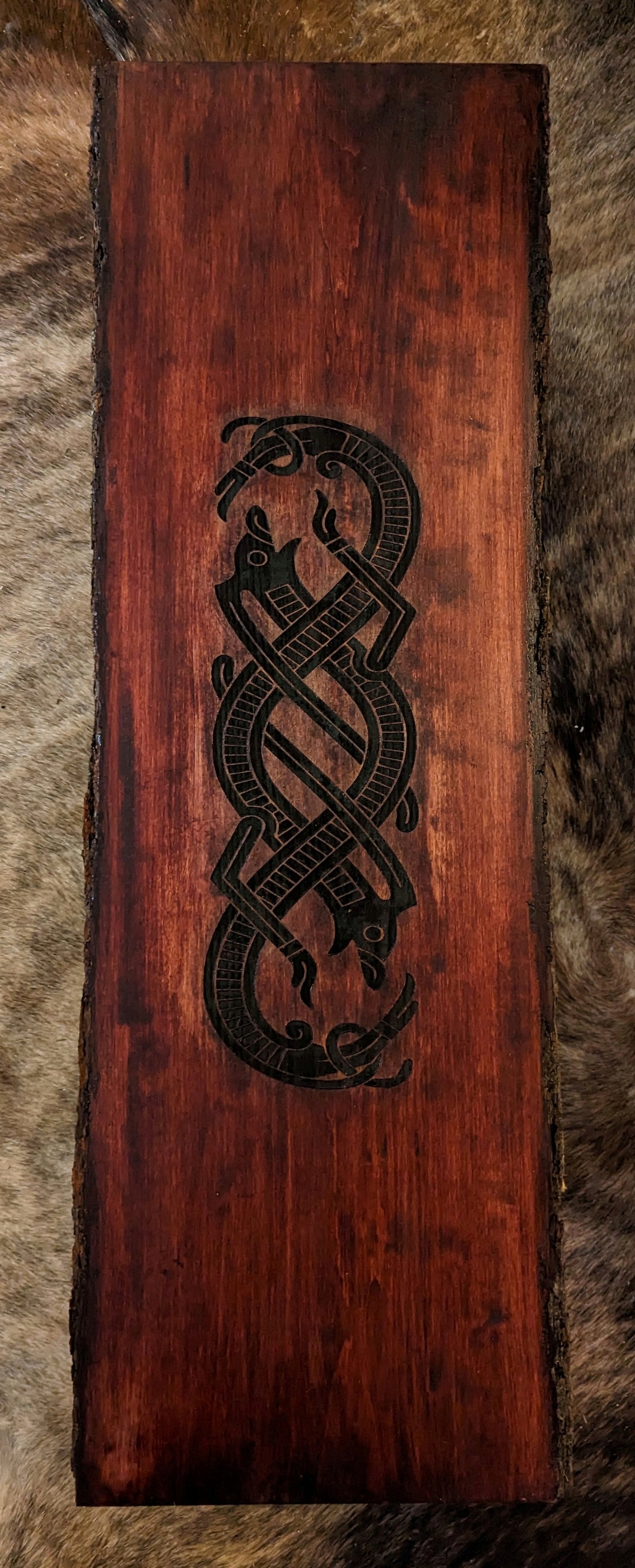 Jelling Runestone Dragon Live Edge Altar Table
