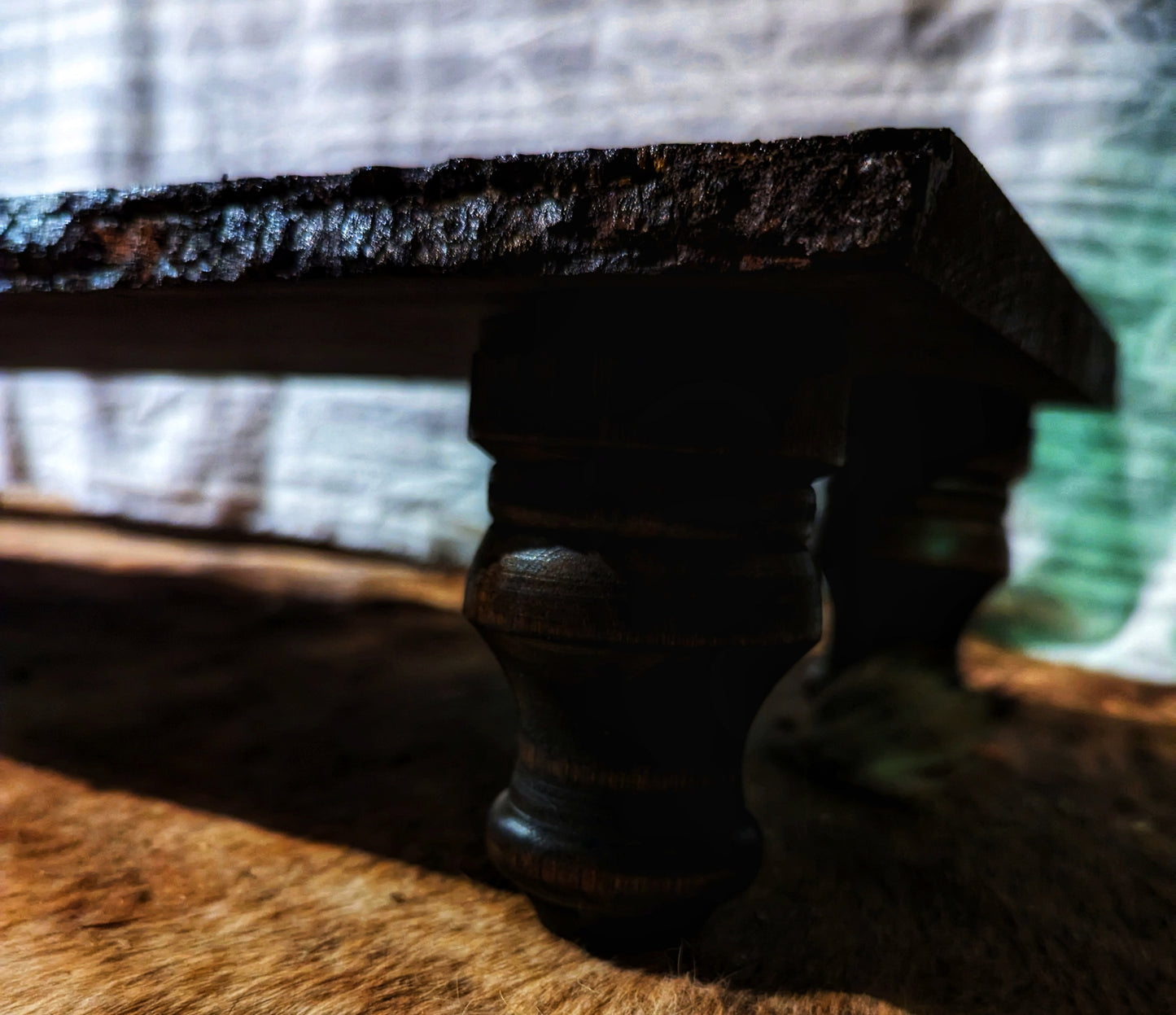 Black Brown Jelling Runestone Dragon Live Edge Altar Table