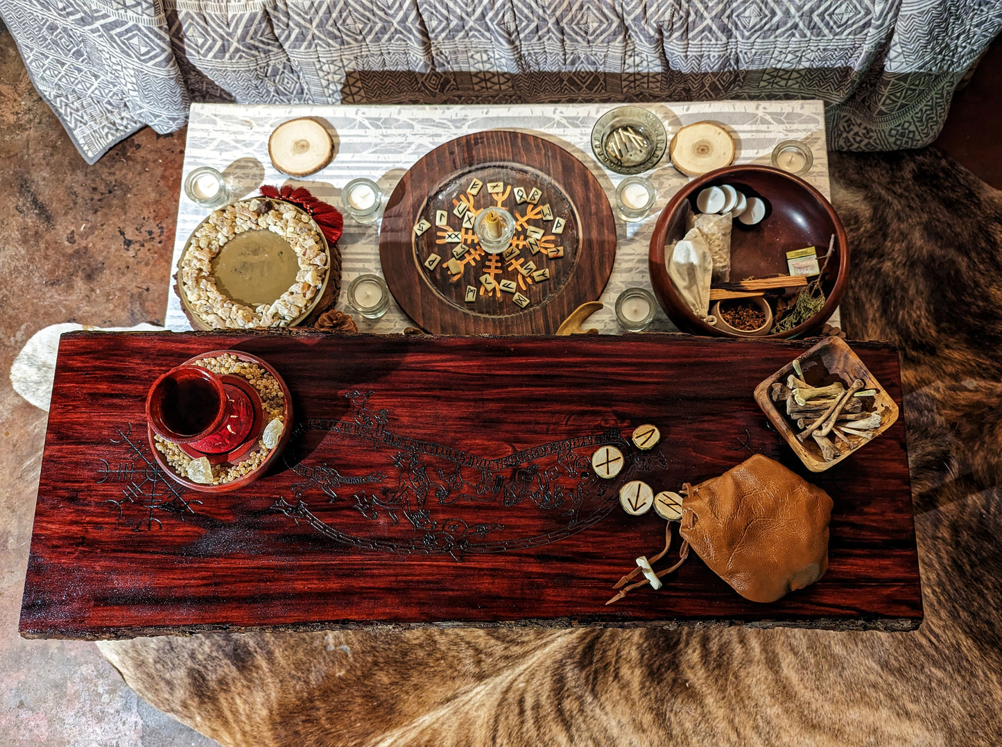 Ramsund Carving Sigurð Fáfnir Victory Aegishjalmur Runestone Table