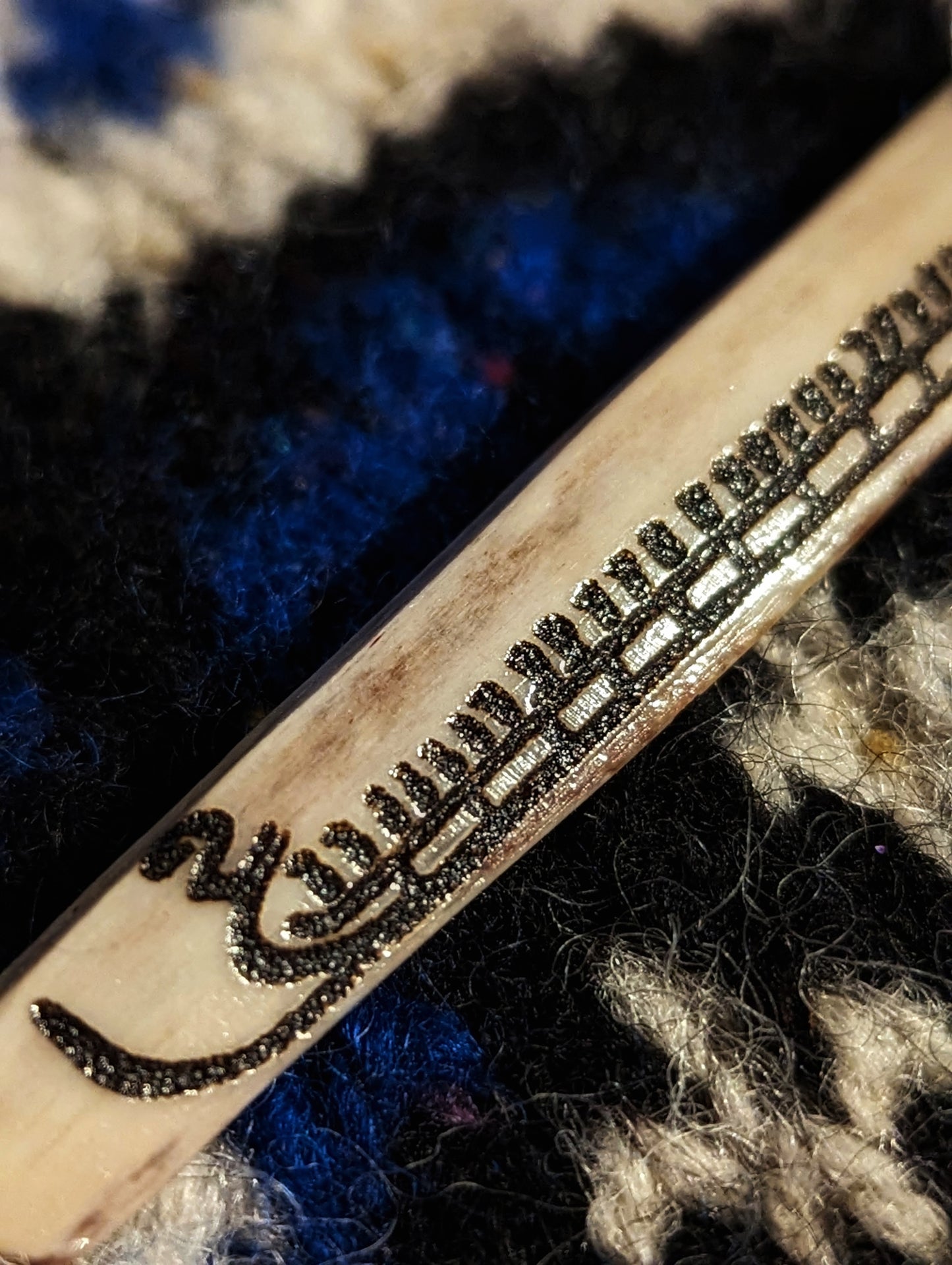 Drakkar Petroglyph on Deer Rib Sterling Silver Necklace