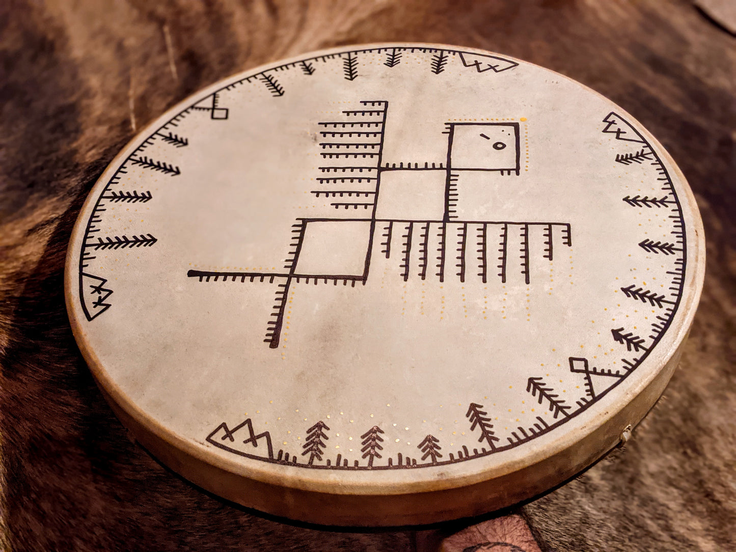 Mead of Poetry 18 Inch Shaman Drum & Beater | Hand Painted Norse Pagan Art
