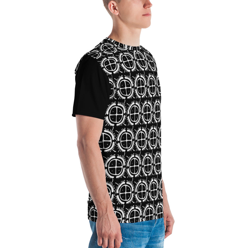 All Over Print Viking Sunwheel Ships Primitive Norse Art Black T-Shirt Unisex