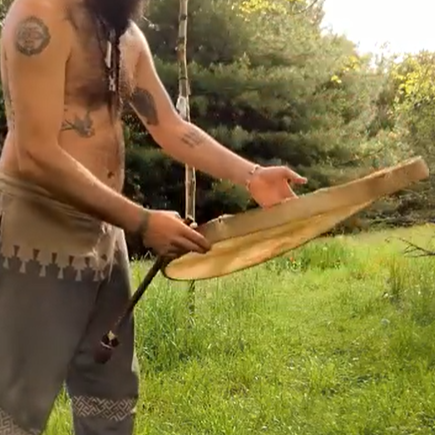 29" Elk Hide Shaman Drum | Minimalist Yggdrasil Art