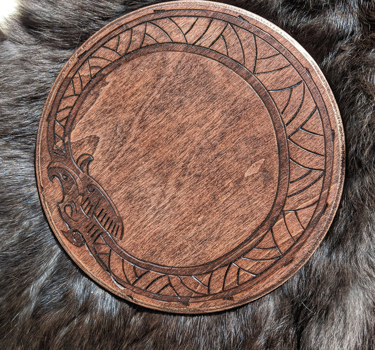 Jörmungandr Norse Dragon Snake Altar Plate Wood Disc Asatru Heathen Pagan Decor