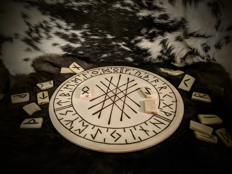 Web Of Wyrd Asatru Heathen Altar Plate Wood Decor