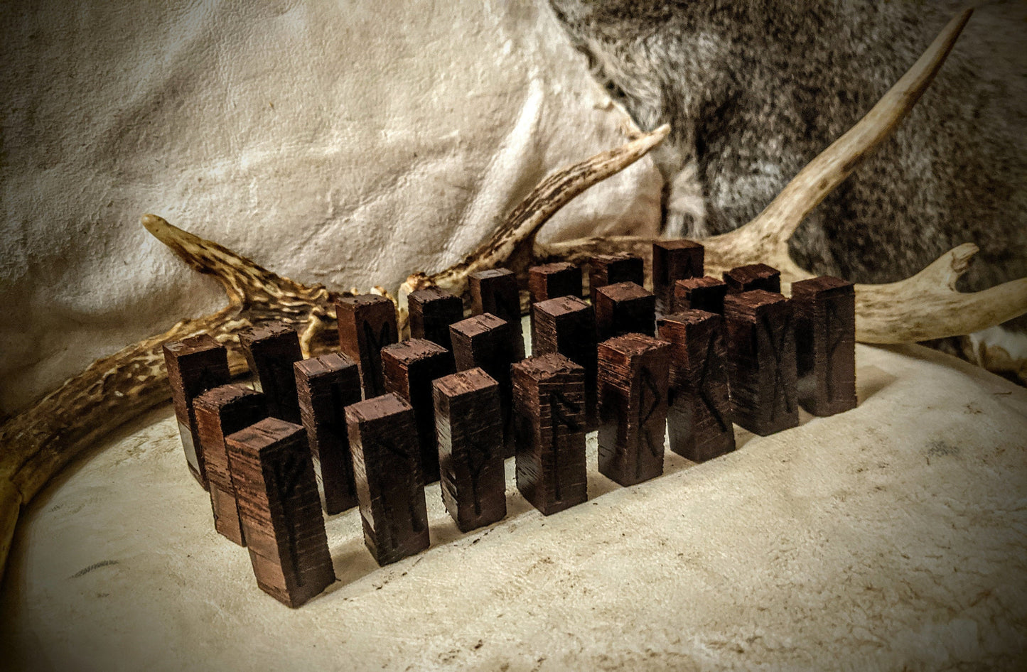 Red Oak Elder Futhark Norse Runes Wood Rune Set
