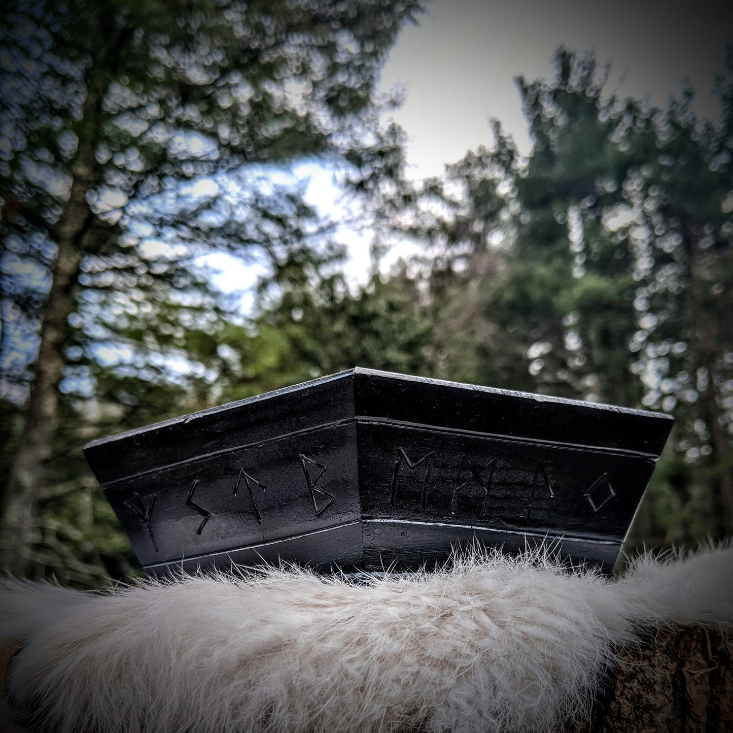 Black Blot Bowl Offering Rune Wood Altar Dish Plate Asatru Heathen Norse Pagan