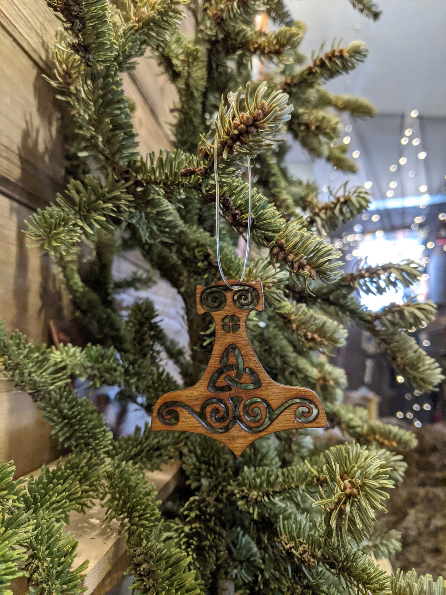 6 or 12 Mjolnir Yule Thor Hammer Asatru Heathen Tree Ornaments Wood
