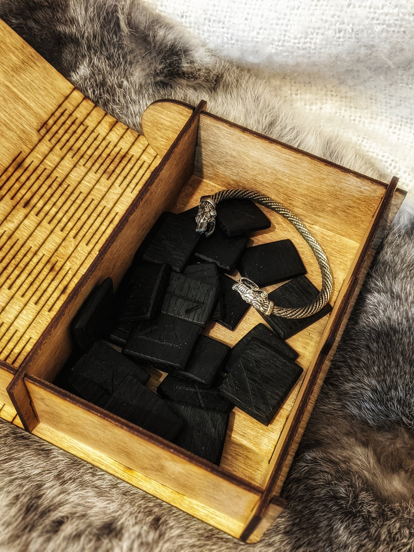 Mjolnir Altar Stash Box Wooden Book Living Edge Locking Heathen Asatru Rune