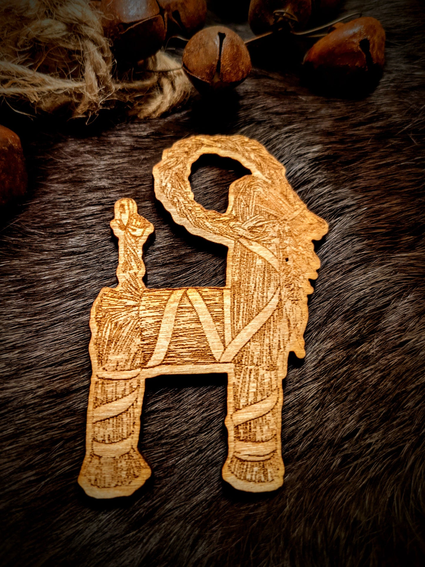 Set of 6 Yule Goat Julbock Gavle Swedish Wood Ornaments