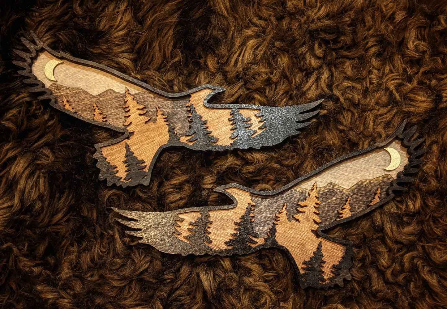 3D Layered Raven Forest Huginn Muninn Wall Art Hanging Norse Pagan Decor
