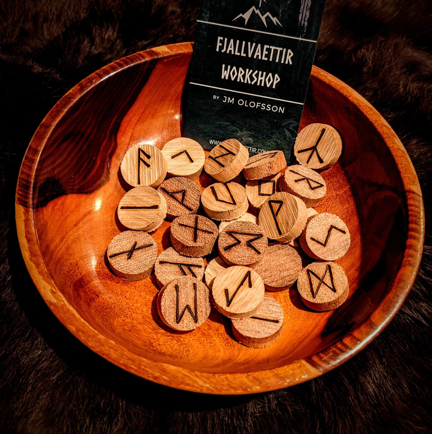 Bicolor Cherry + Mahogany Unique Wood Rune Set Natural Runes