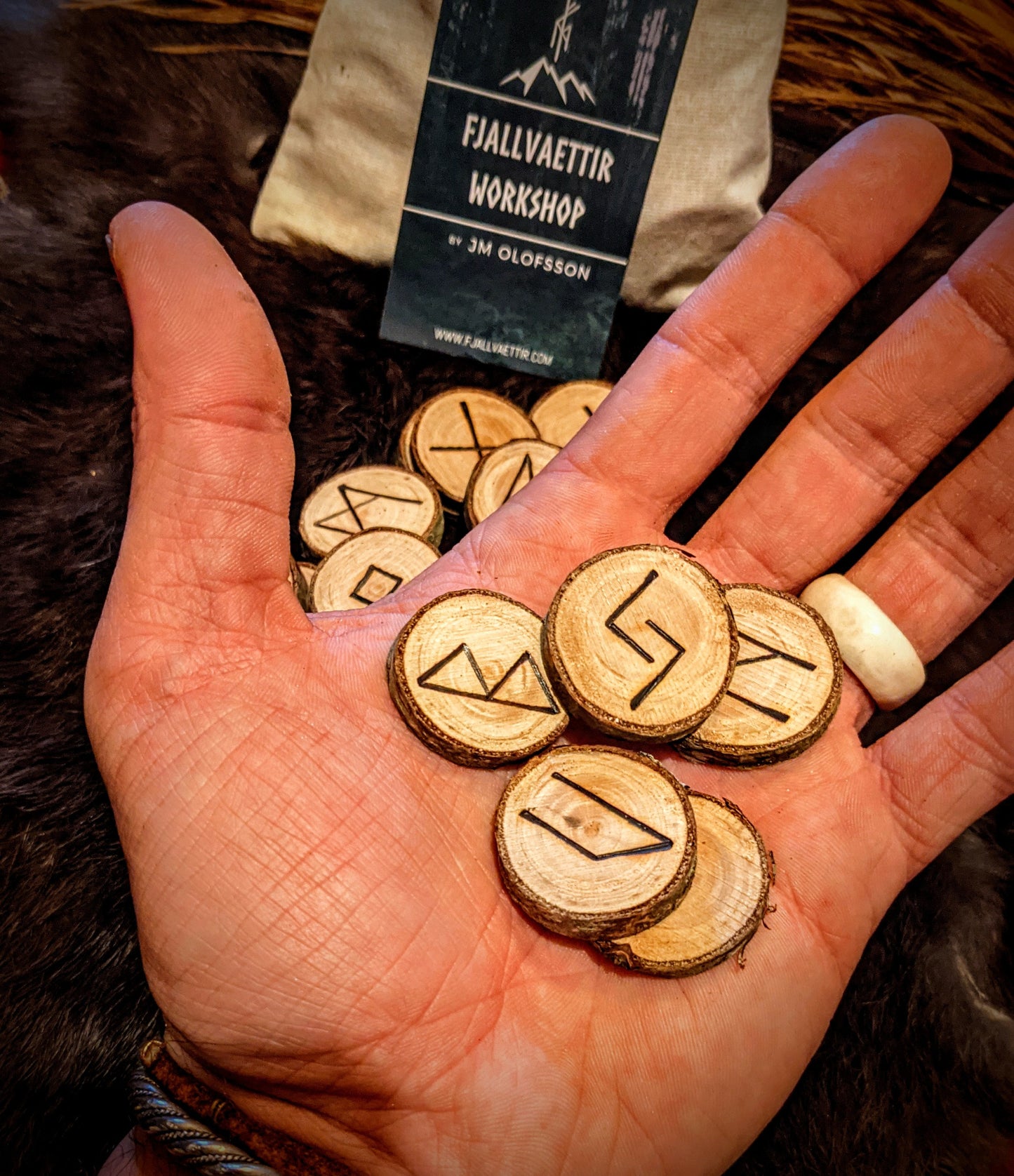 Black Rum Cherry Wood Rune Set Elder Futhark Viking Norse Runes Fruit Tree