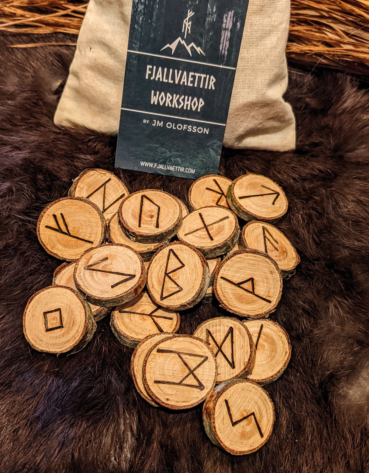 Black Rum Cherry Wood Rune Set Elder Futhark Viking Norse Runes Fruit Tree