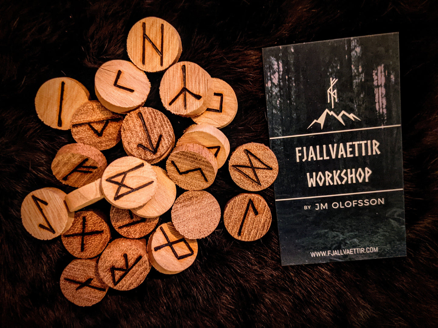 Bicolor Cherry + Mahogany Unique Wood Rune Set Natural Runes