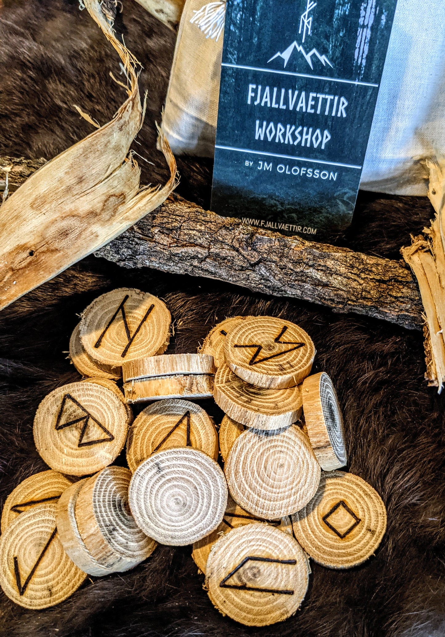 Natural Wood Black Locust Unique Elder Futhark Rune Set Tree Branch