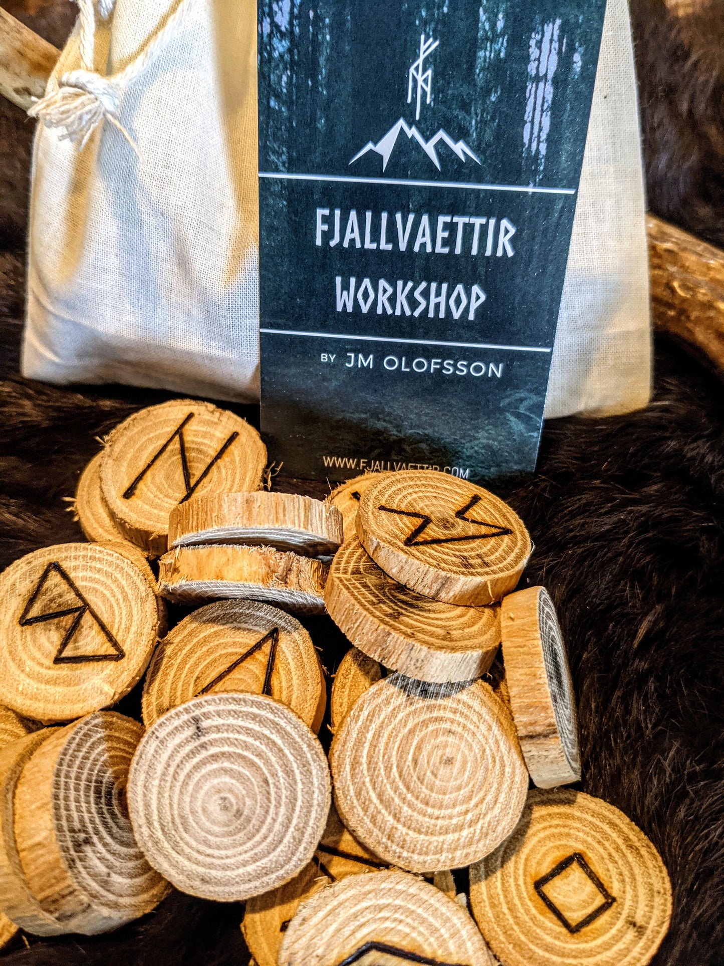 Natural Wood Black Locust Unique Elder Futhark Rune Set Tree Branch