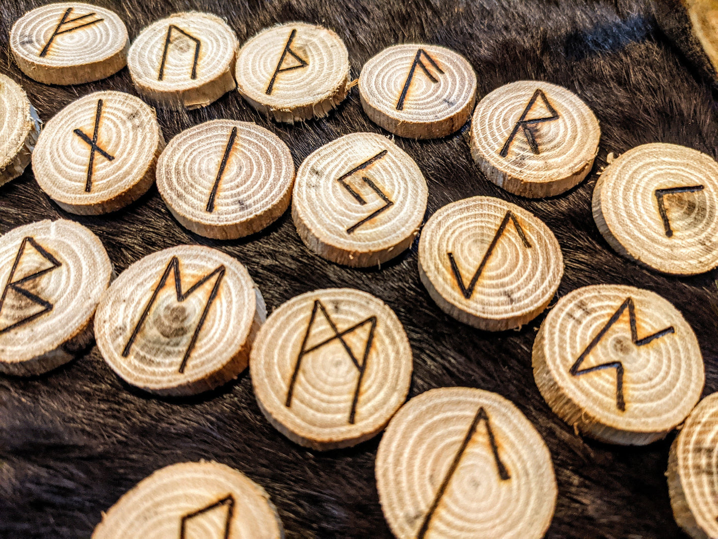 Natural Wood Black Locust Unique Elder Futhark Rune Set Tree Branch
