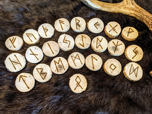 Natural Wood Black Locust Unique Elder Futhark Rune Set Tree Branch