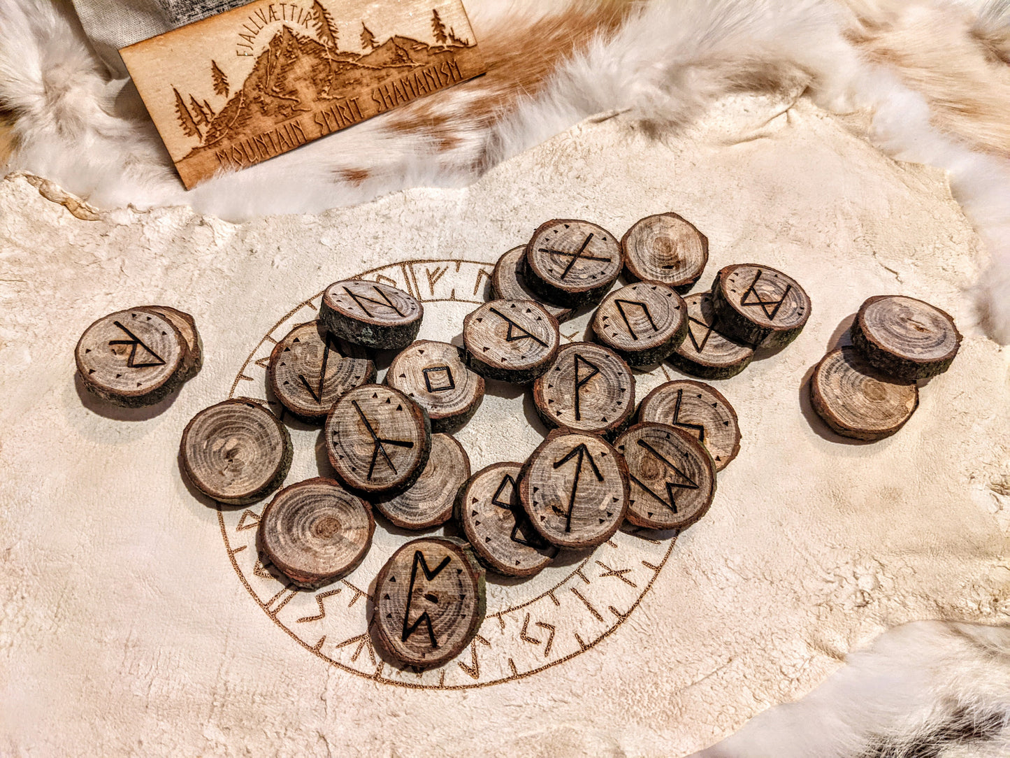 Set of 24 Chestnut Runes Natural Wood Runes