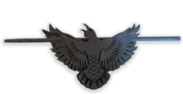 3D Black Leather Raven Hair Pin Huginn Muninn Norse Pagan Hair Stick