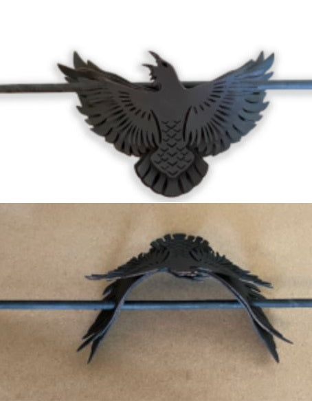 3D Black Leather Raven Hair Pin Huginn Muninn Norse Pagan Hair Stick