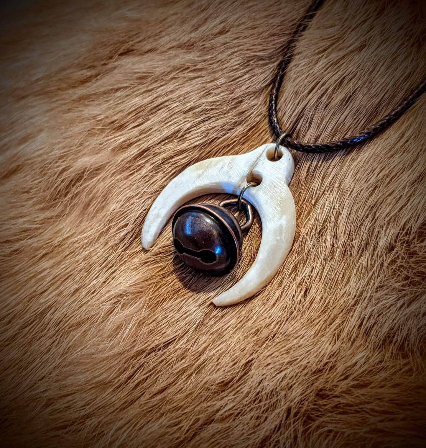 Hawk's Bell and Elk bone Spirit Travel Pendant