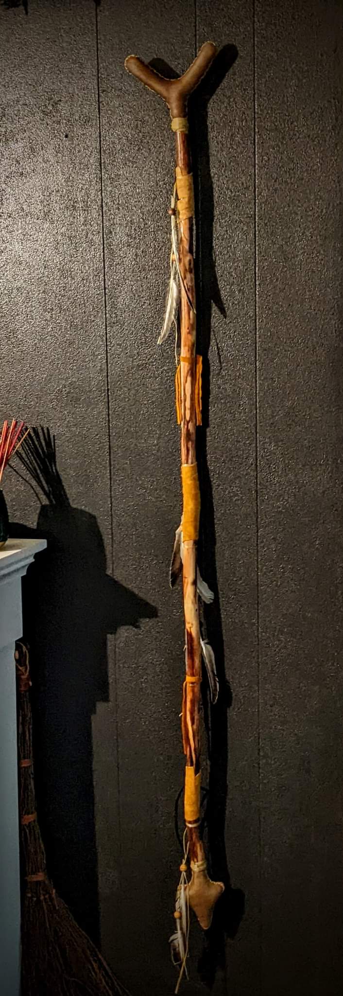 Elk Hunt Ceremonial Arrow Double Ended Rattle Staff | Elk Hide