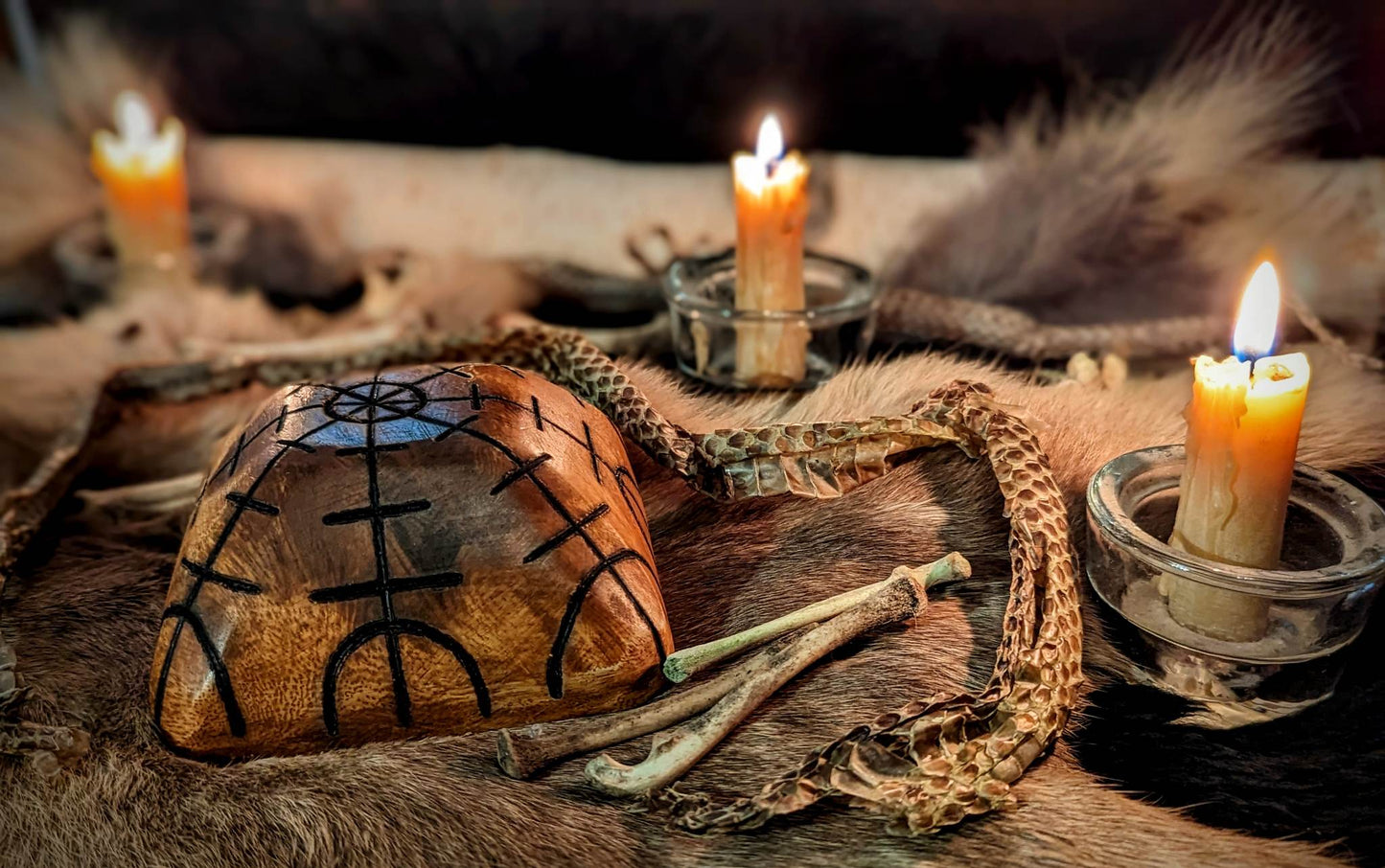 Helm Of Awe Aegishjalmur Wood Hand Burned Square Bowl
