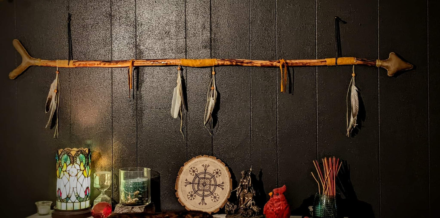 Elk Hunt Ceremonial Arrow Double Ended Rattle Staff | Elk Hide