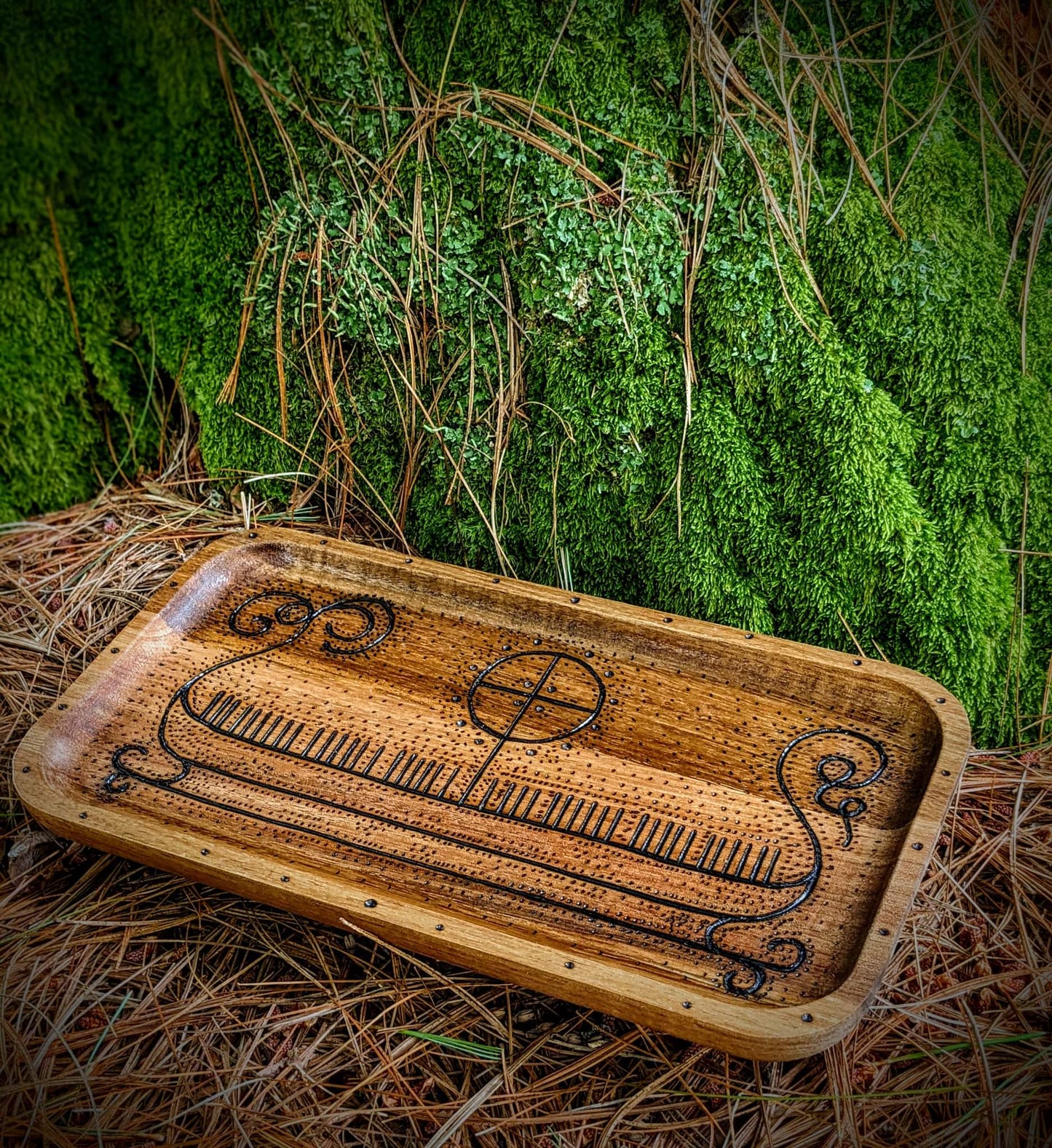 Acacia Wood Drakkar Offering Tray | Rams Head Ship