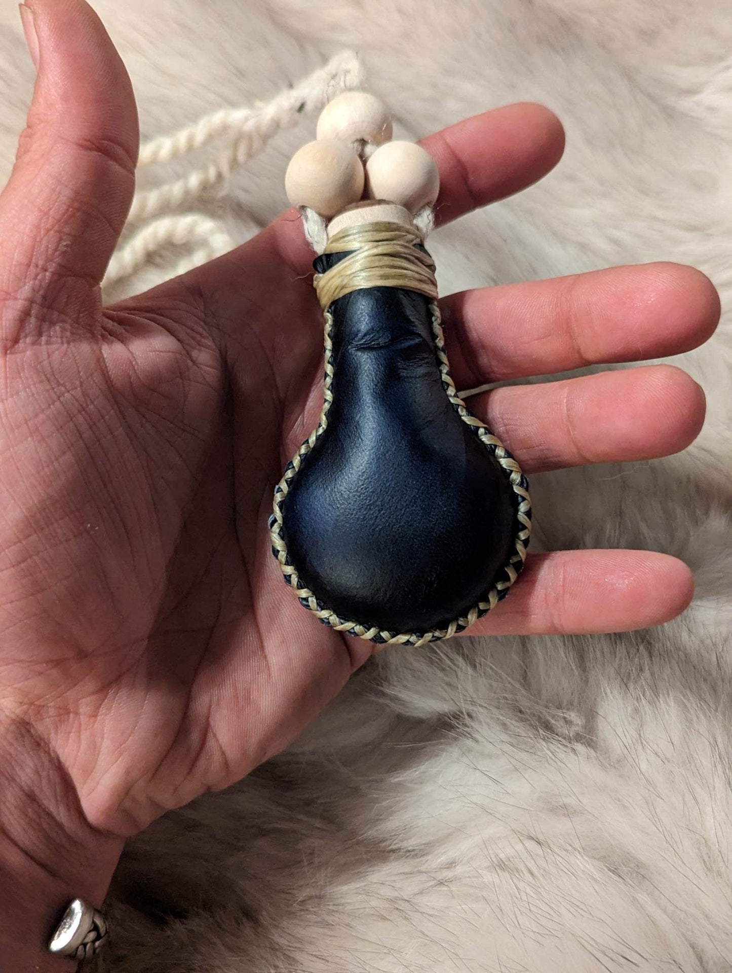 Reindeer Hide Wearable Necklace Rattle
