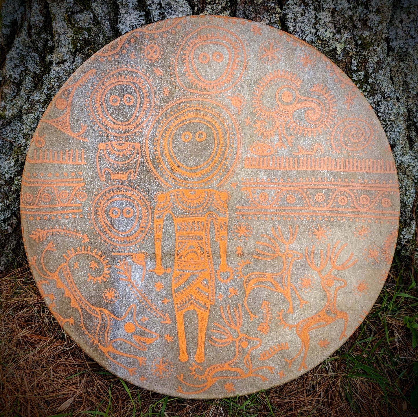 20 Inch Elk Hide on Maple Frame Hand Painted Drum