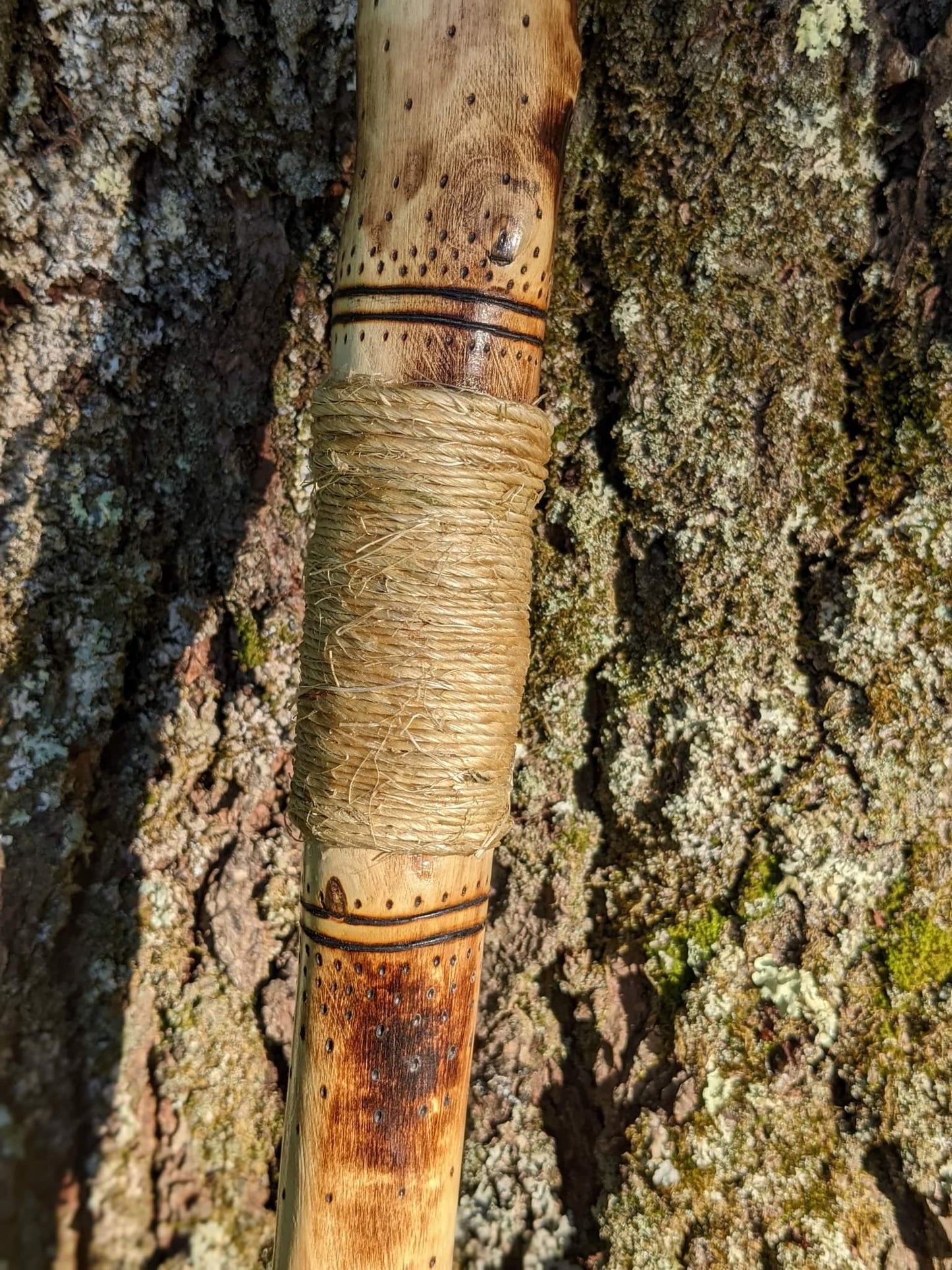 54" Ash + Wolf Fur Raido Staff | Walking Stick