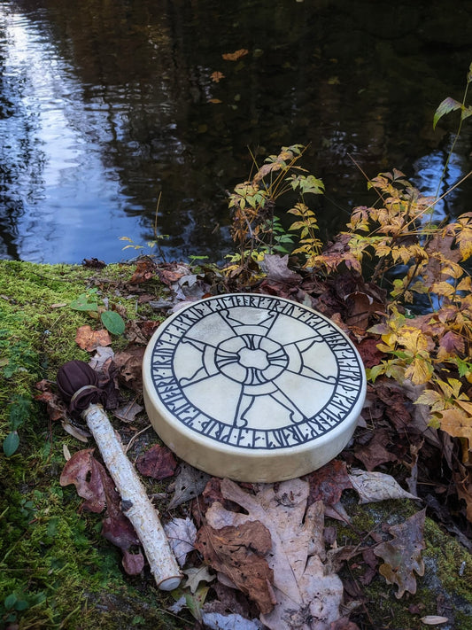 10 Inch Deer Hide Hand Drum With Birch Beater