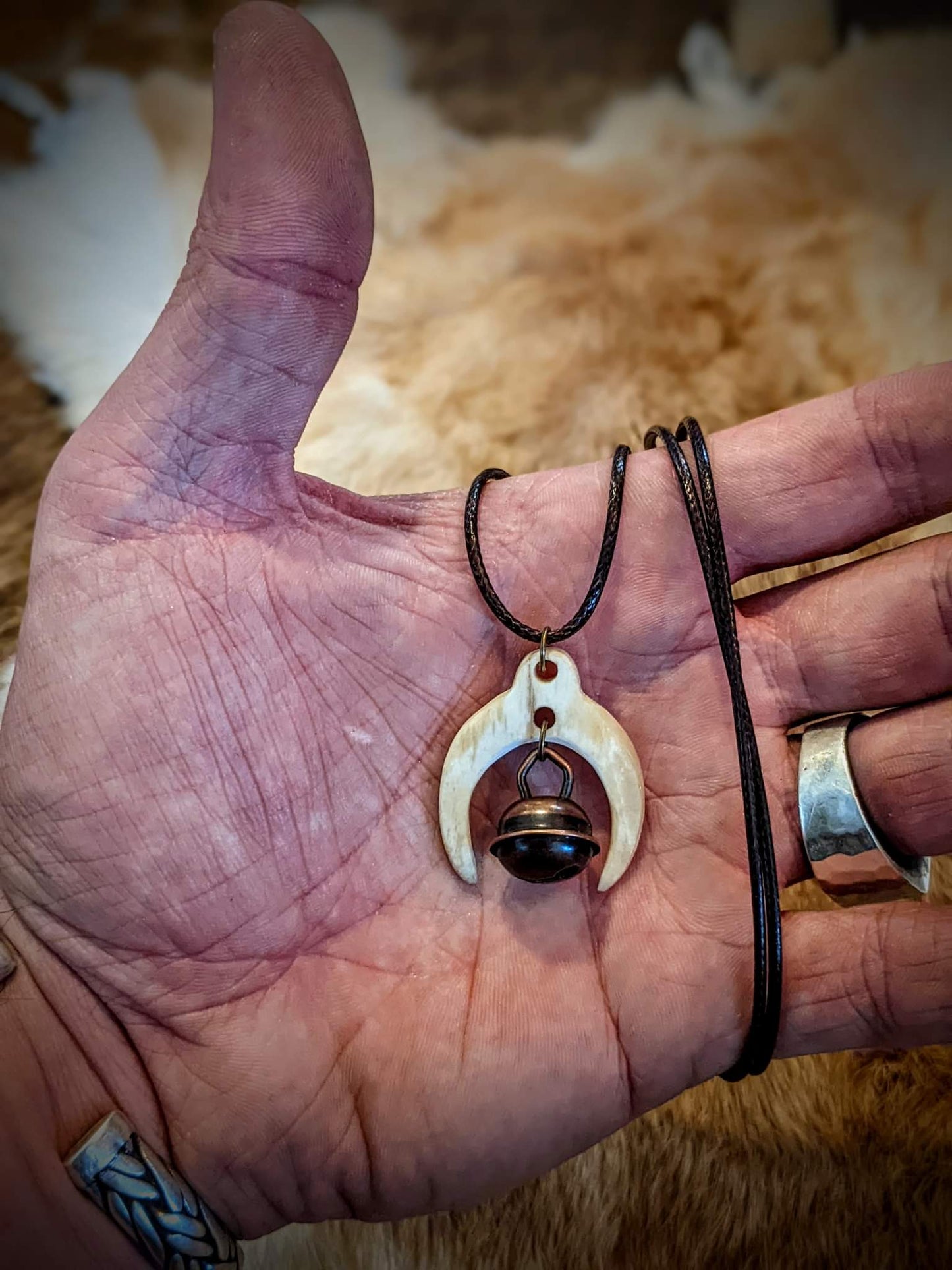 Hawk's Bell and Elk bone Spirit Travel Pendant