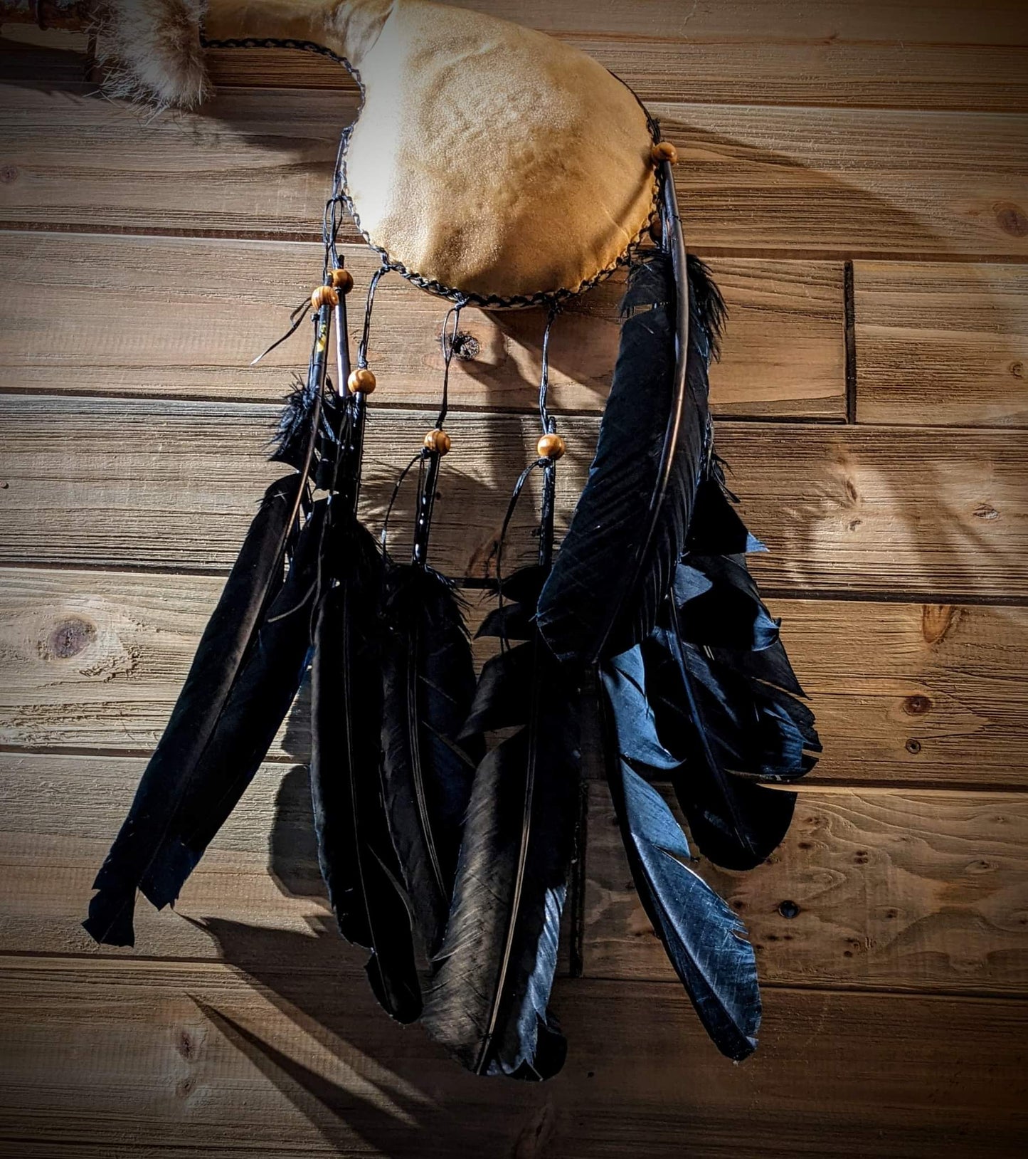 Ondstafr Elk Hide Coyote Fur Ceremonial Rattle Staff